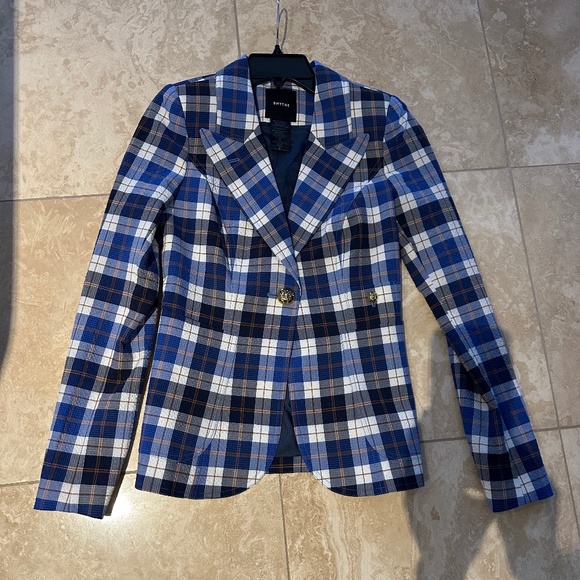 Smythe Patch Pocket Duchess Blazer Blue Plaid - Picture 14 of 15